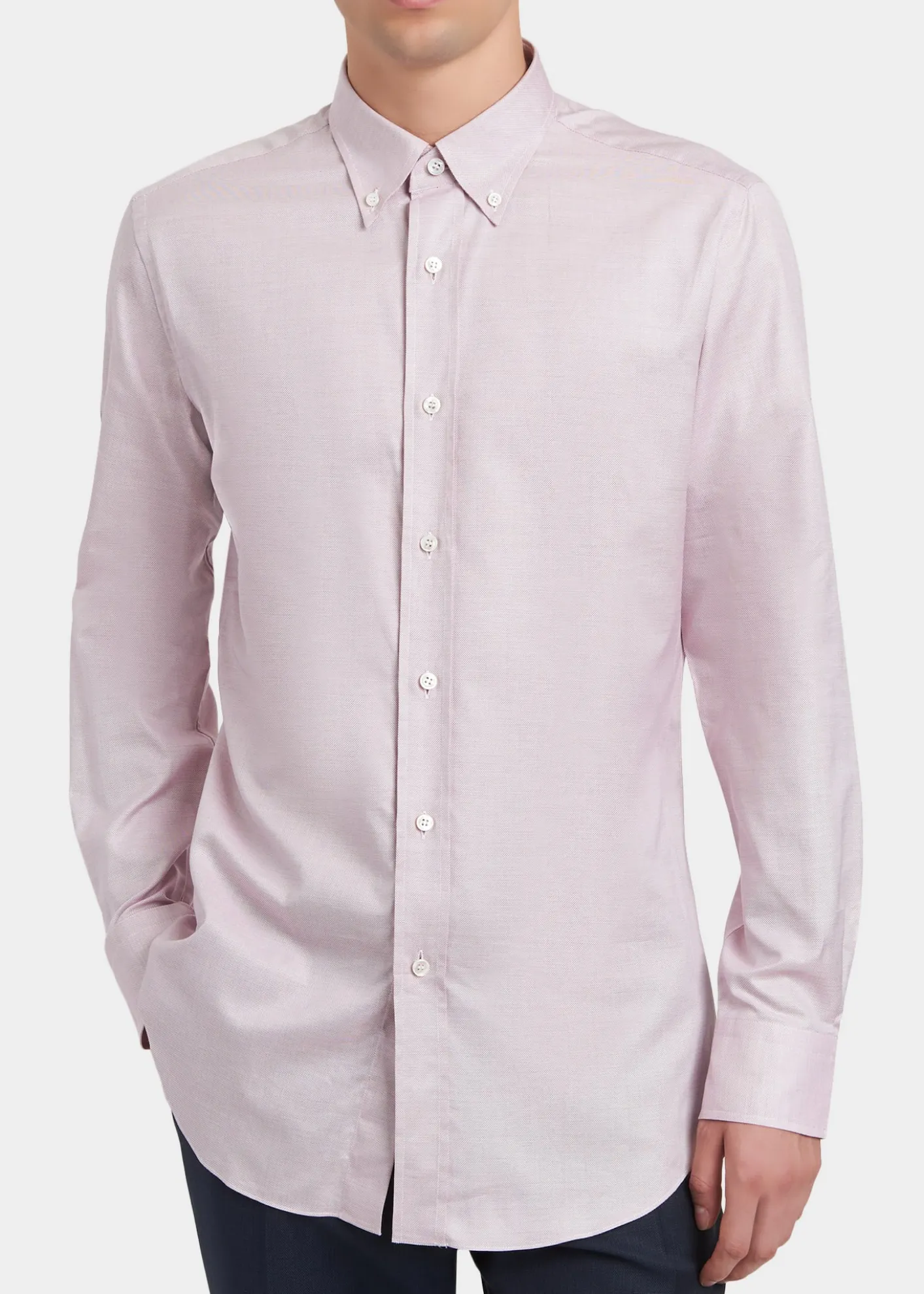 BrioniMen's Textured Cotton Button-Collar Dress Shirt
