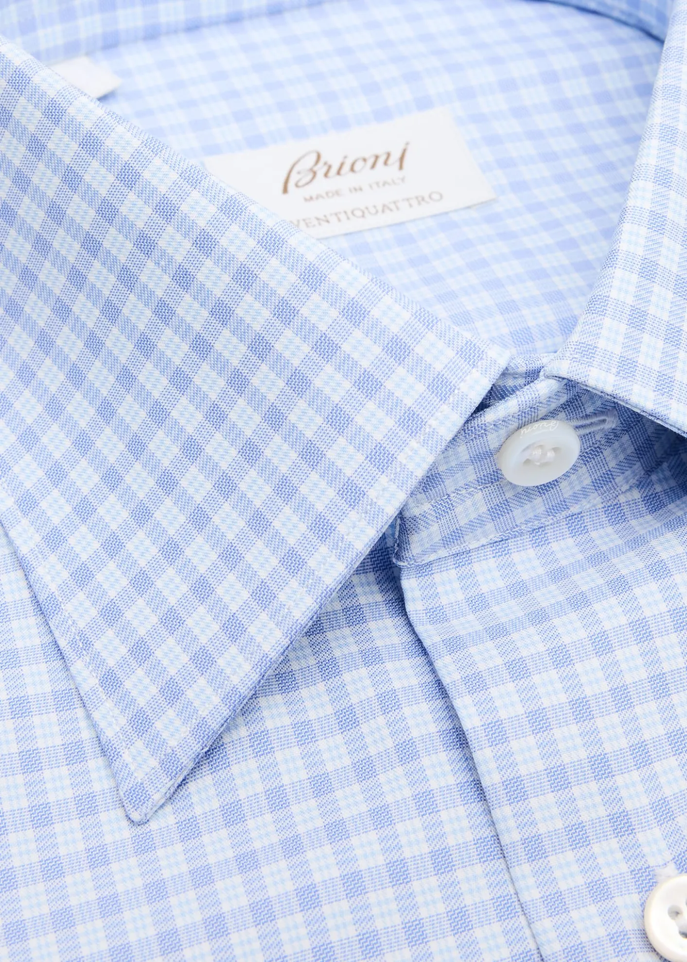 BrioniMen's Ventiquattro Cotton Micro-Plaid Dress Shirt