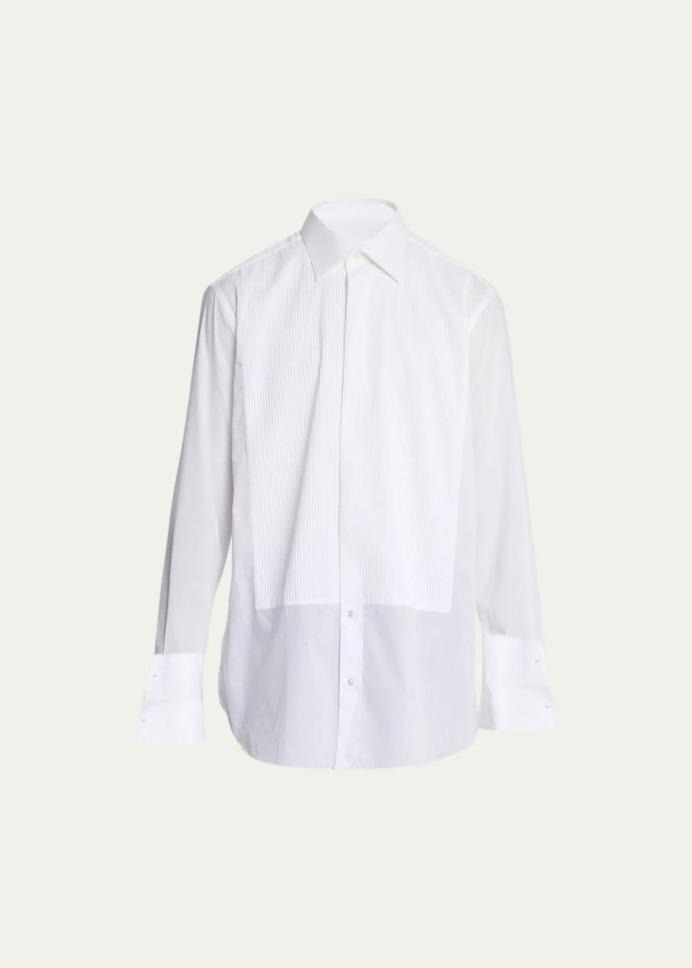 BrioniPleated Poplin French-Cuff Dress Shirt