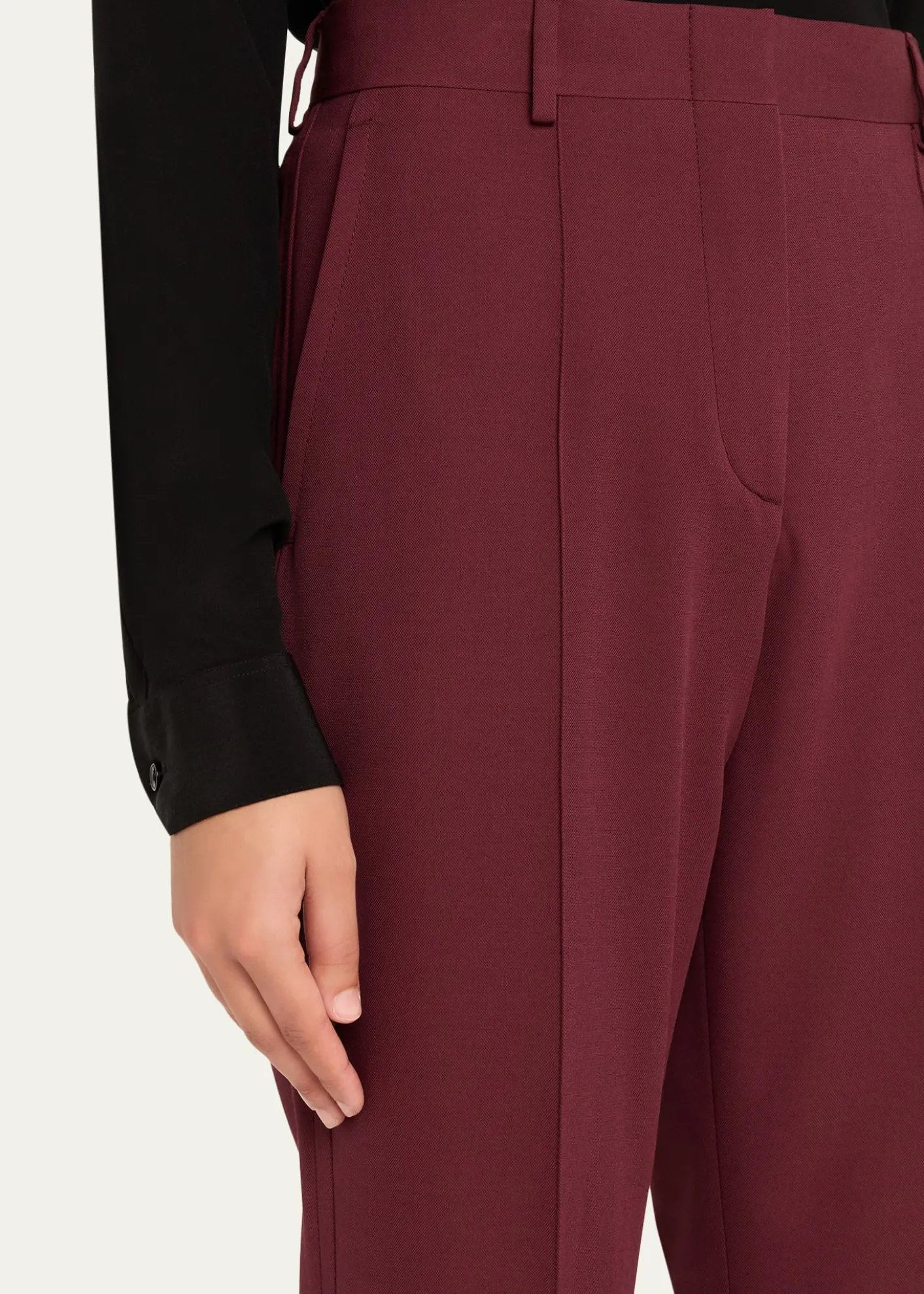 BrioniSilk-Wool Pintuck Flare Pants