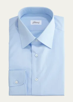 BrioniWardrobe Essential Solid Dress Shirt, Blue