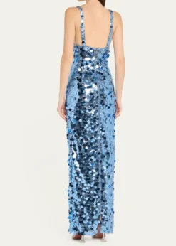 Bronx BancoAllegra Deep V-Neck Sequin Column Gown