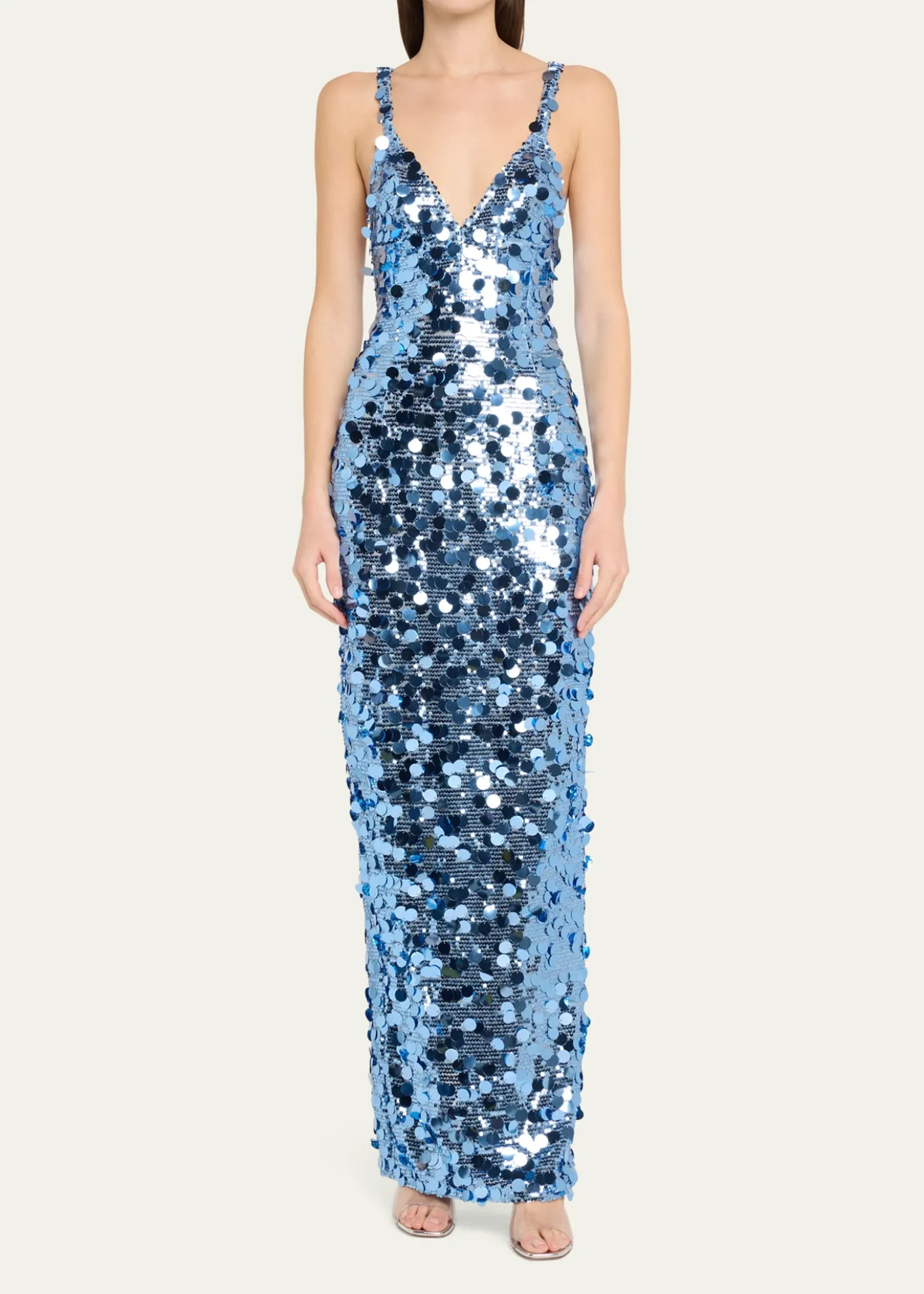 Bronx BancoAllegra Deep V-Neck Sequin Column Gown