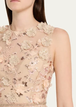 Bronx BancoArielle Floral Embroidered Sleeveless Gown