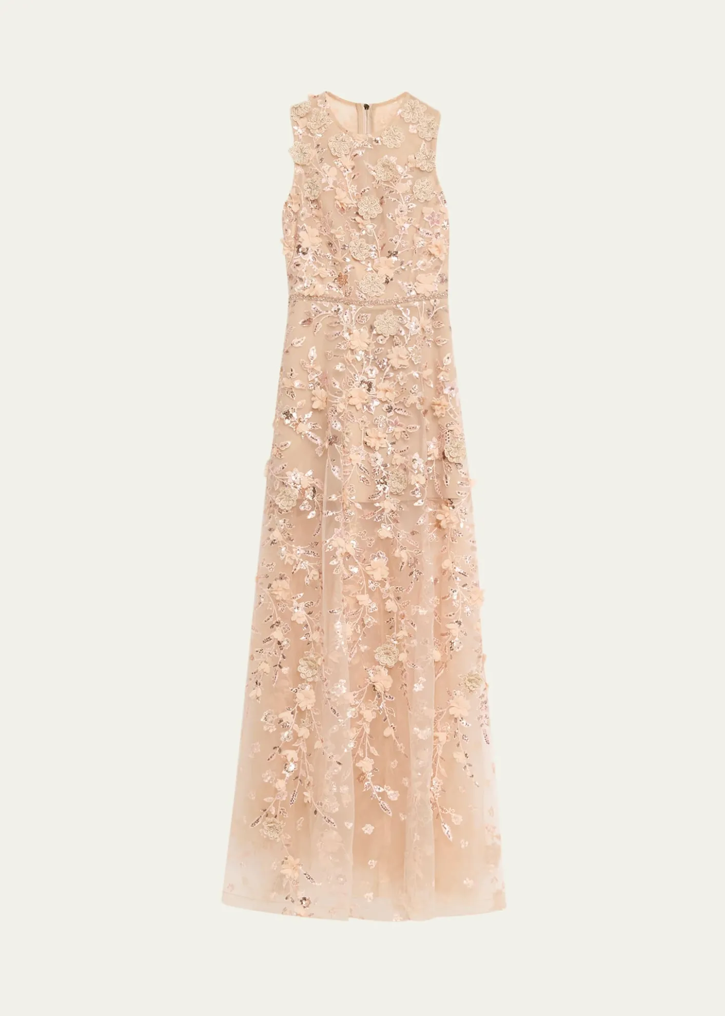 Bronx BancoArielle Floral Embroidered Sleeveless Gown