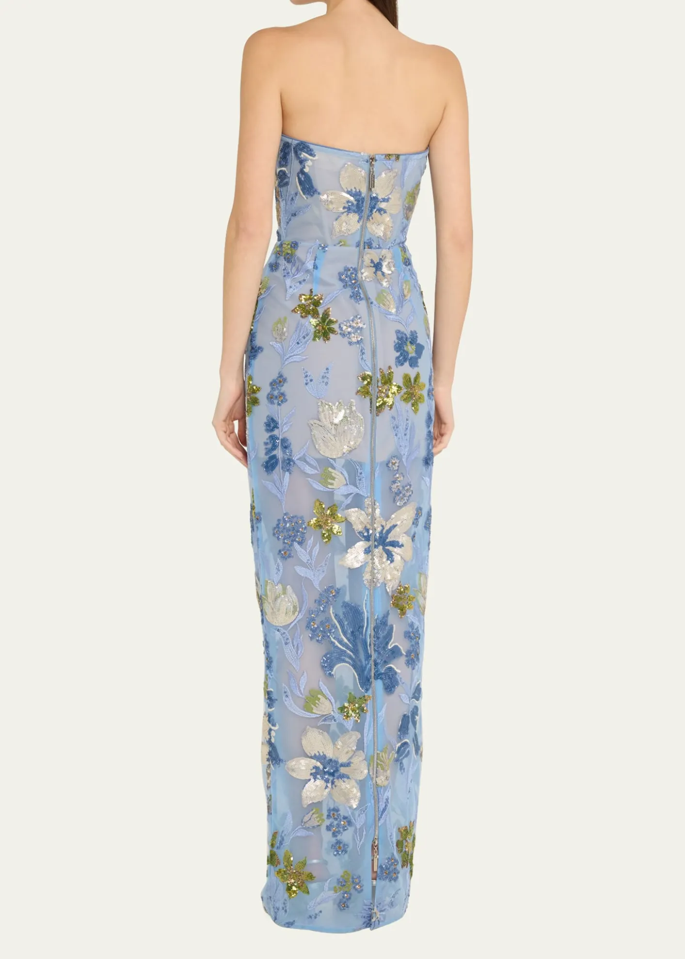 Bronx BancoDahlia Sequin Floral Column Gown