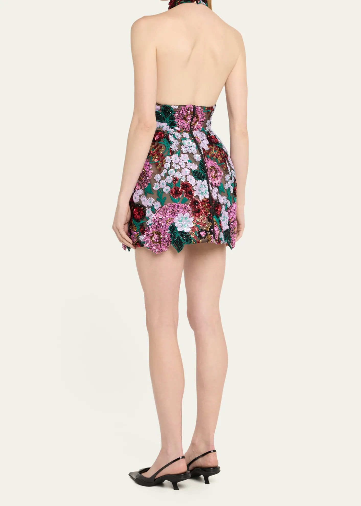 Bronx BancoDeirdre Sequin Embroidered Halter Mini Dress
