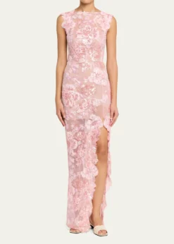 Bronx BancoEllie Sleeveless Sequin Floral Column Gown