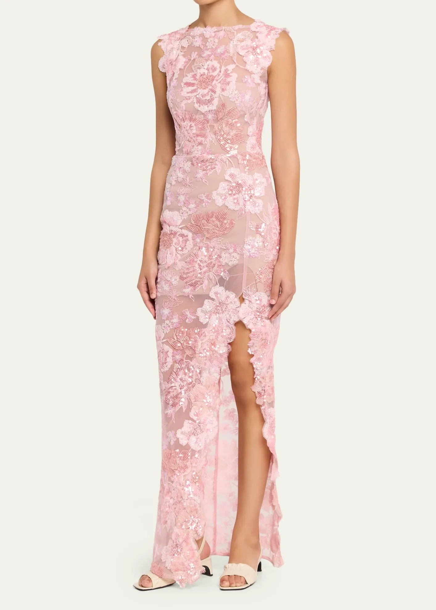 Bronx BancoEllie Sleeveless Sequin Floral Column Gown