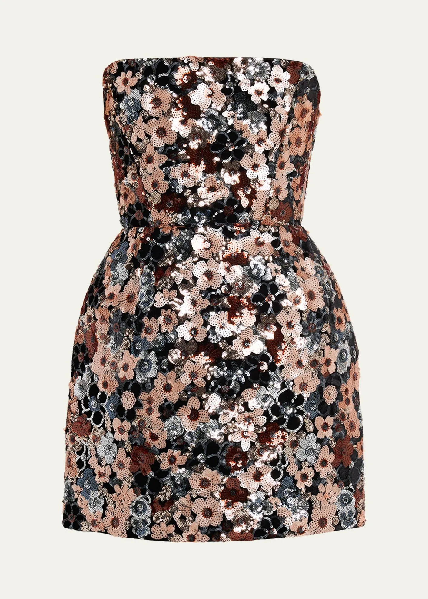 Bronx BancoMaraya Strapless Floral Sequin Fit & Flare Mini Dress