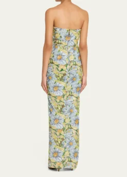 Bronx BancoVeronica Strapless Floral Sequin Column Gown
