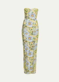 Bronx BancoVeronica Strapless Floral Sequin Column Gown