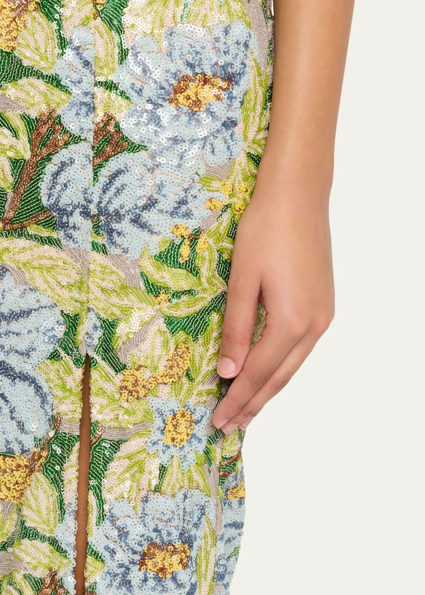 Bronx BancoVeronica Strapless Floral Sequin Column Gown
