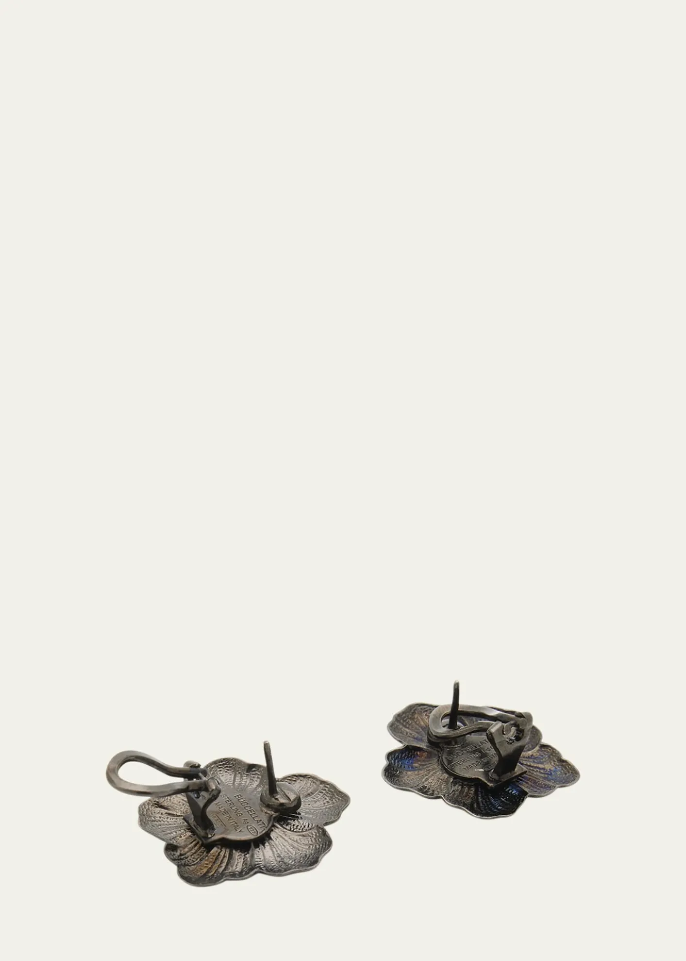 BuccellatiBlossom Gardenia Burnished Silver, Gold, Brown Diamond Stud Earring