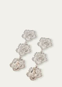 BuccellatiBlossoms Gardenia Sterling Silver and 18K Yellow Gold Diamond Triple Drop Earrings