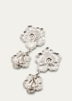 BuccellatiBlossoms Gardenia Sterling Silver and 18K Yellow Gold Pendant Earrings, 8.5cm