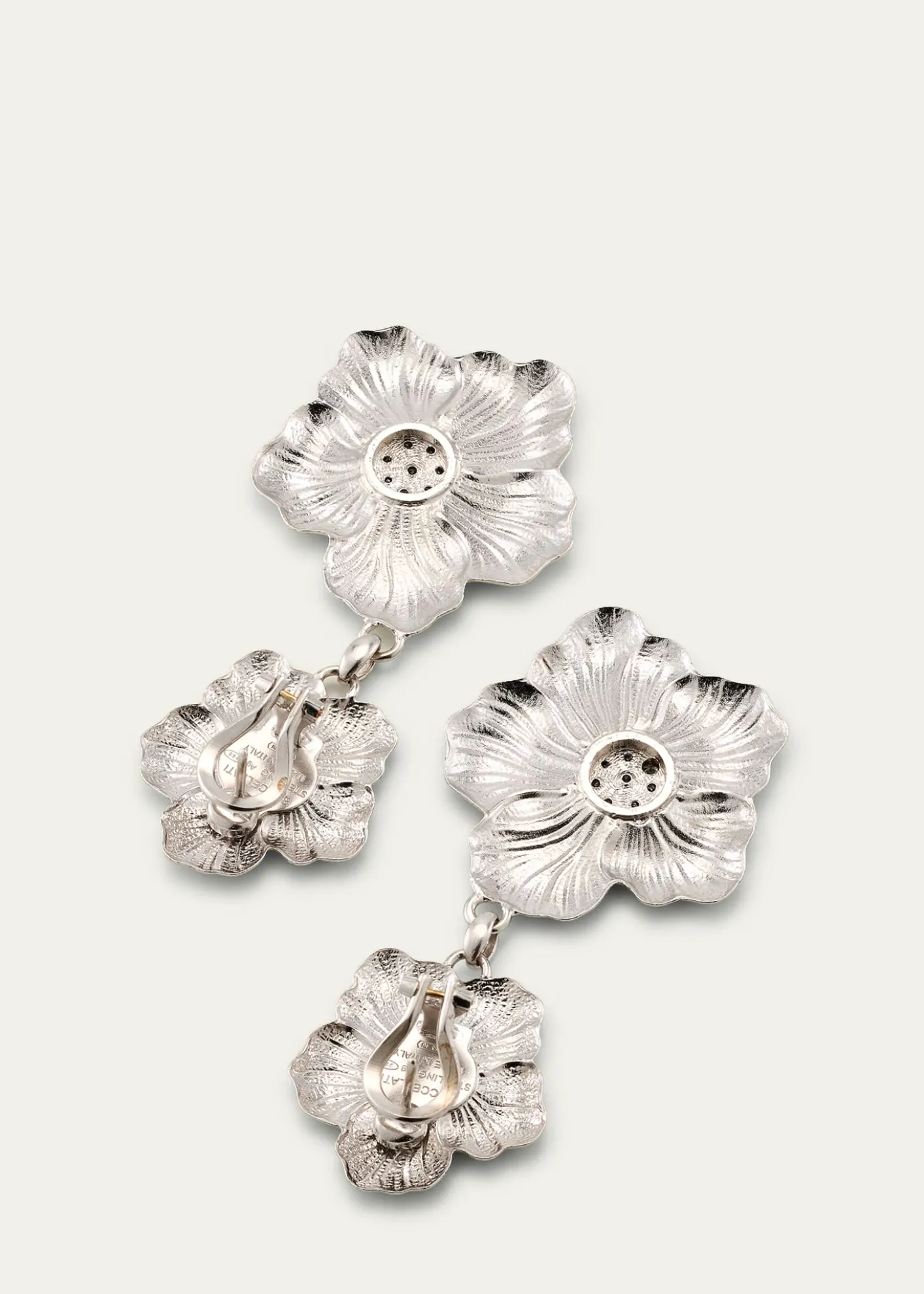 BuccellatiBlossoms Gardenia Sterling Silver and 18K Yellow Gold Pendant Earrings, 8.5cm