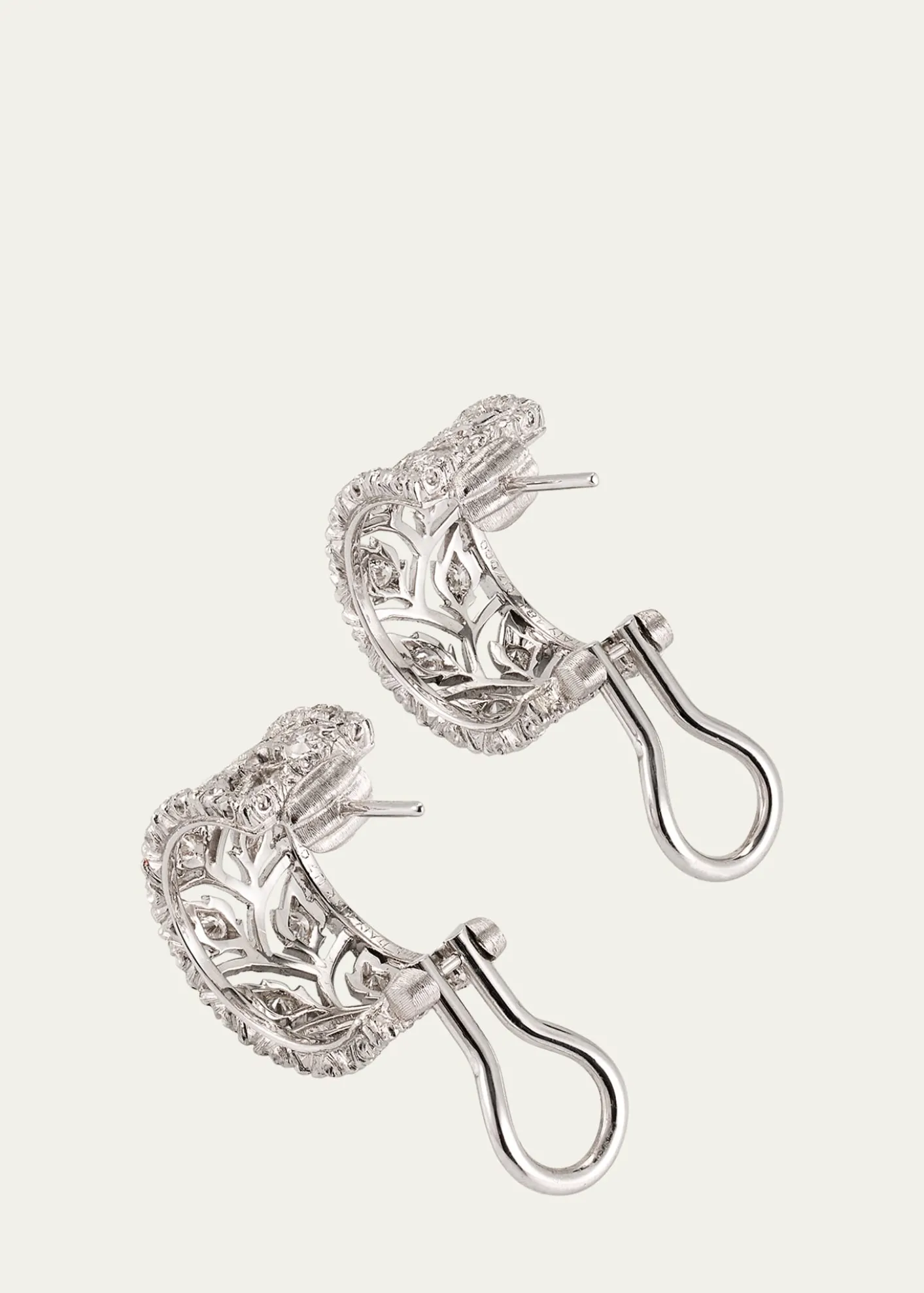 Buccellati18K Gold Ramage Half Hoop Diamond Earrings