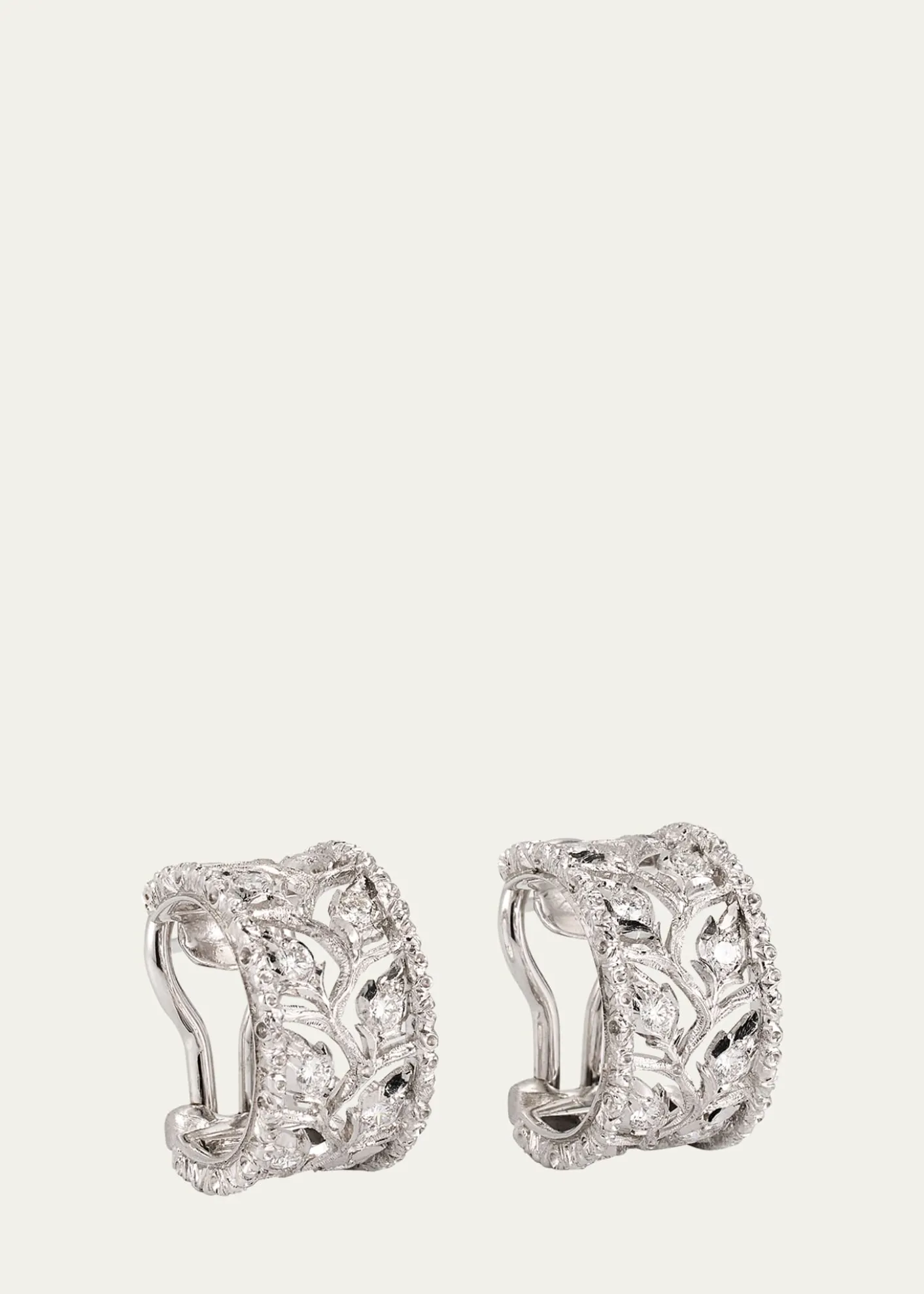 Buccellati18K Gold Ramage Half Hoop Diamond Earrings