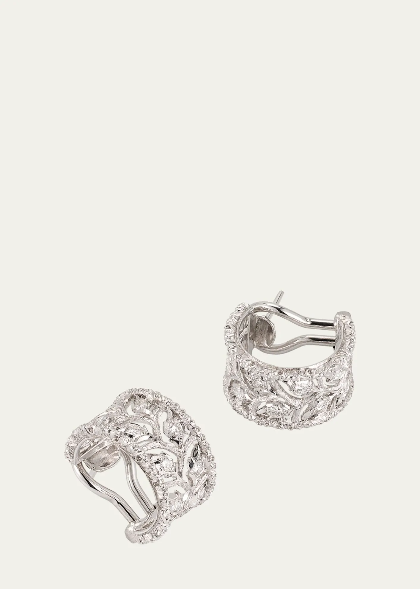 Buccellati18K Gold Ramage Half Hoop Diamond Earrings