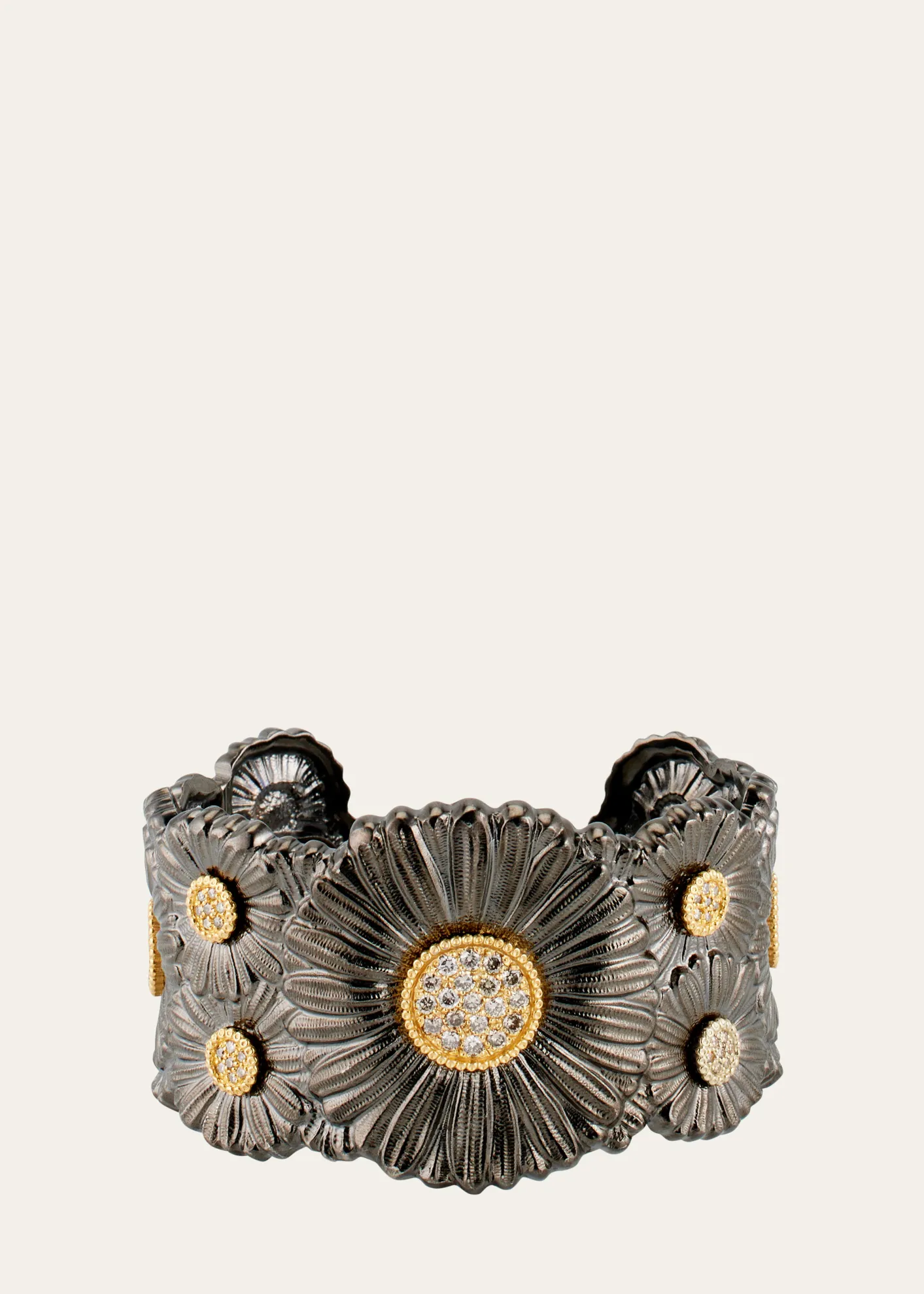 BuccellatiSilver and 18K Gold Daisy Blossoms Bracelet with Diamonds