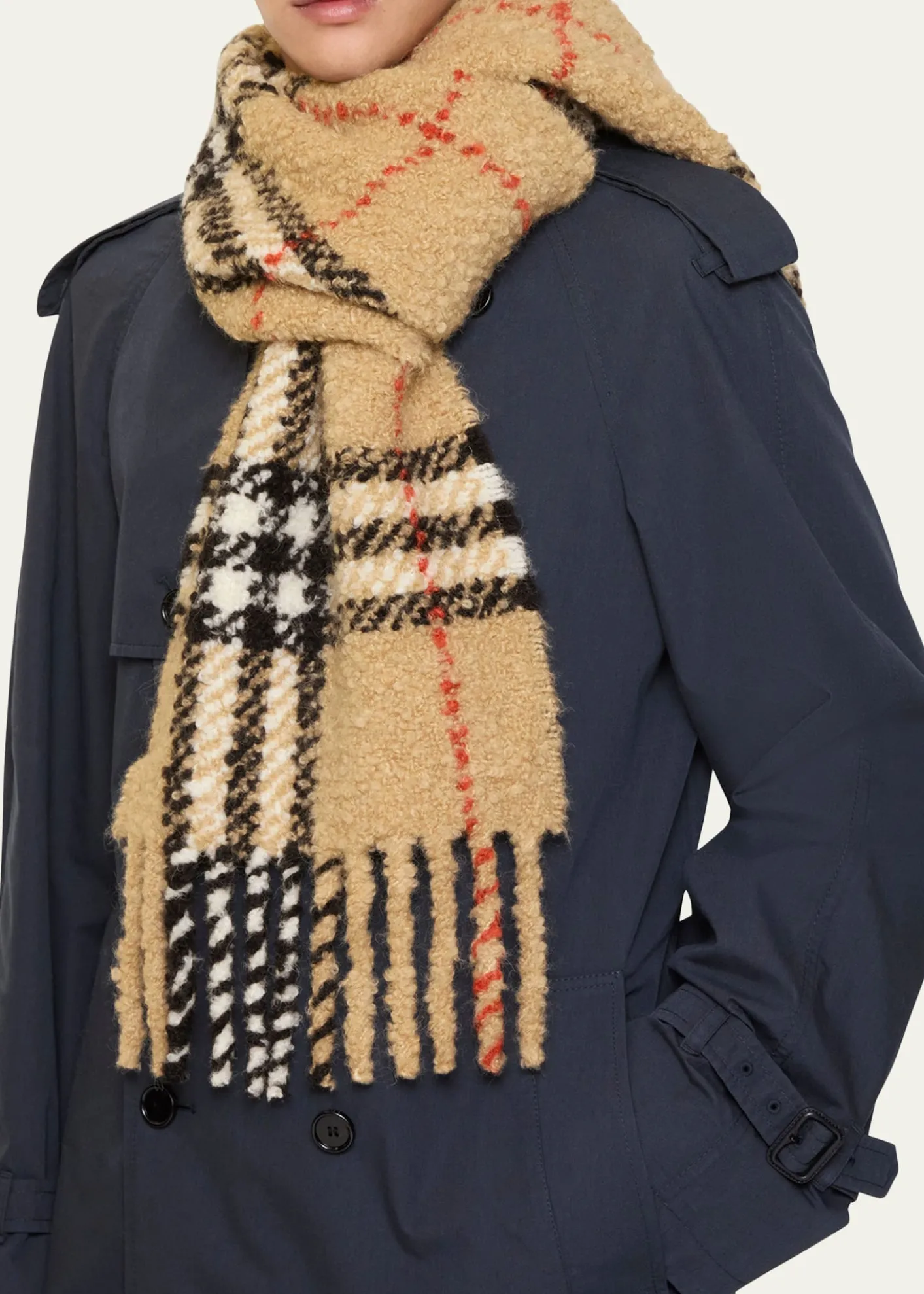 BurberryCheck Alpaca Wool Blend Bouclé Scarf