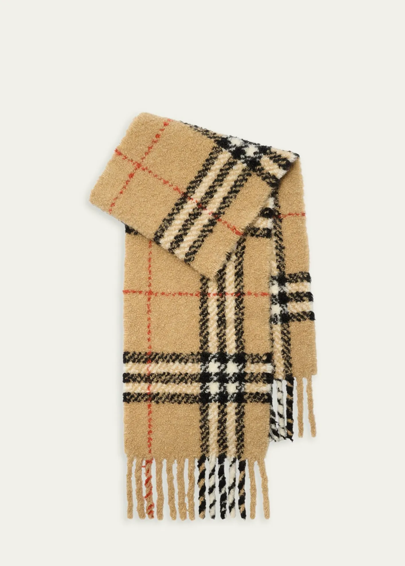 BurberryCheck Alpaca Wool Blend Bouclé Scarf