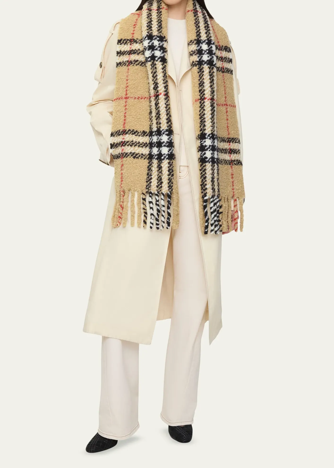 BurberryCheck Alpaca Wool Blend Bouclé Scarf