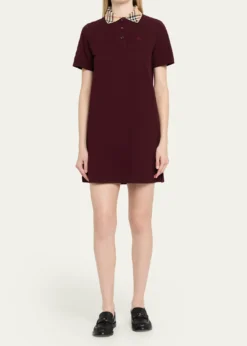 BurberryCheck Collar Cotton Polo Mini Dress