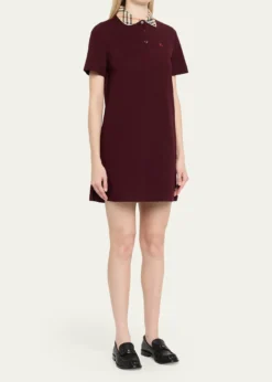BurberryCheck Collar Cotton Polo Mini Dress