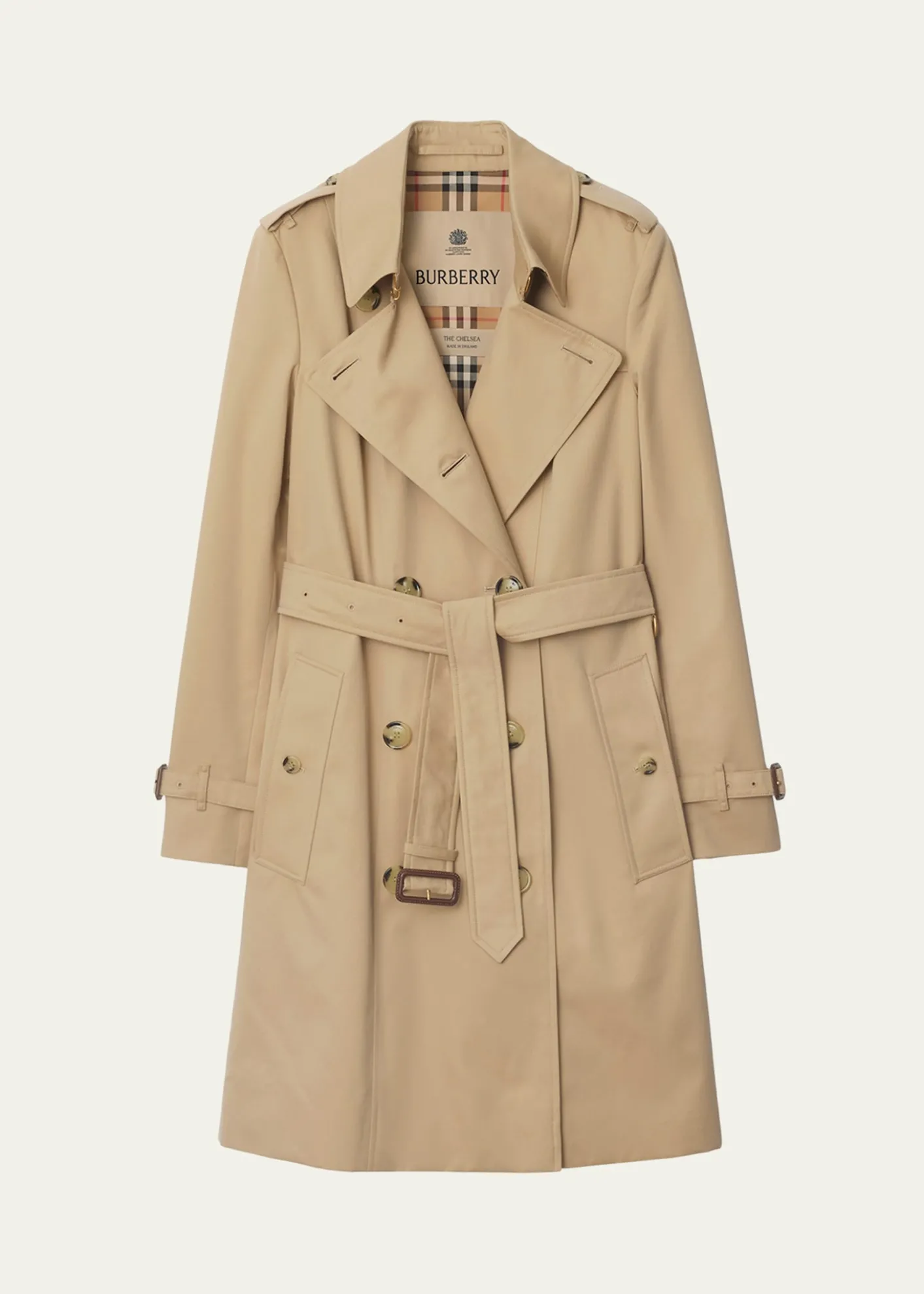 BurberryChelsea Belted Double-Breasted Trench Coat