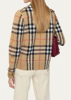 BurberryClara Check Cashmere Crewneck Cardigan