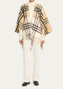 BurberryContrast Check Cashmere-Wool Cape
