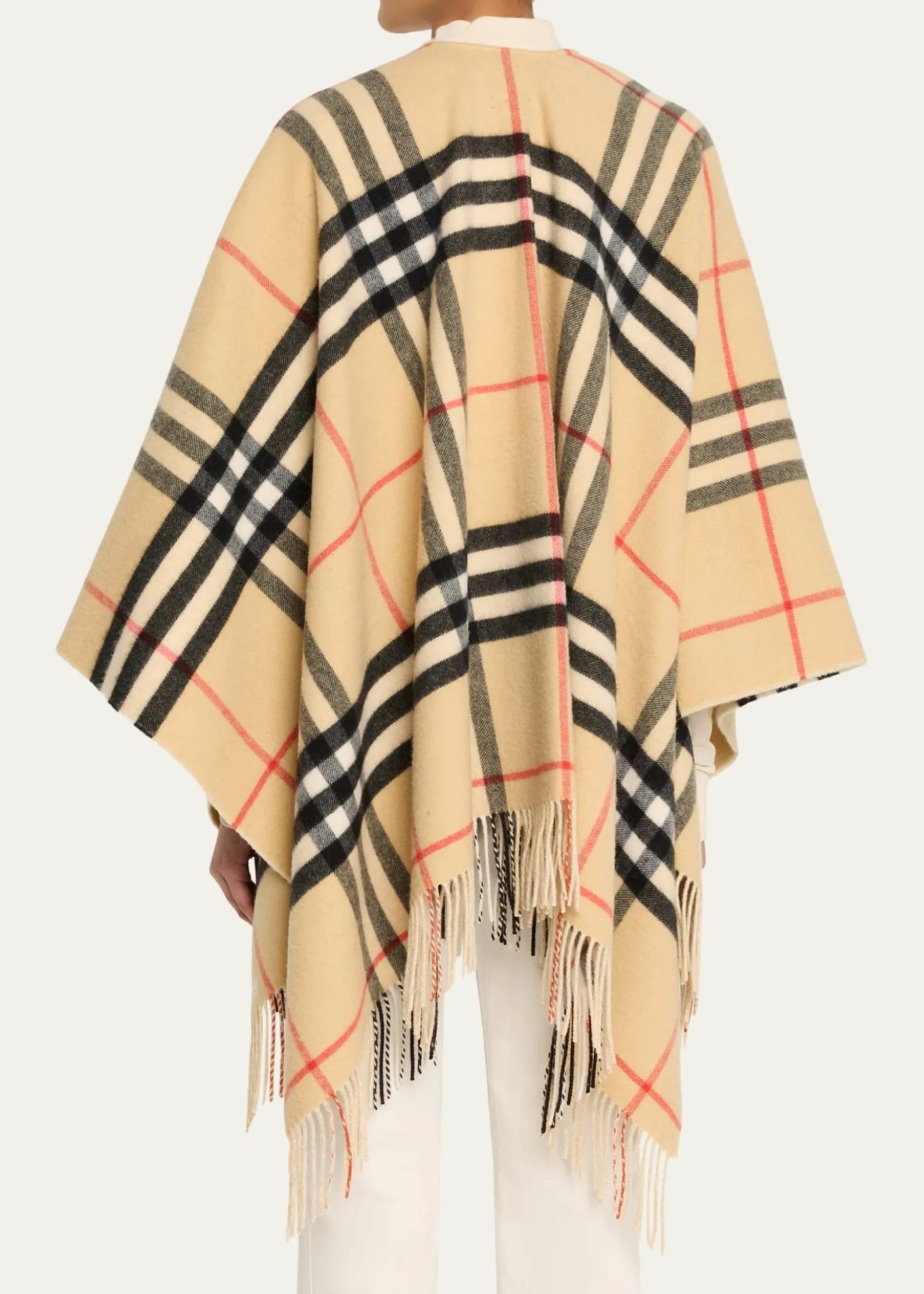BurberryContrast Check Cashmere-Wool Cape