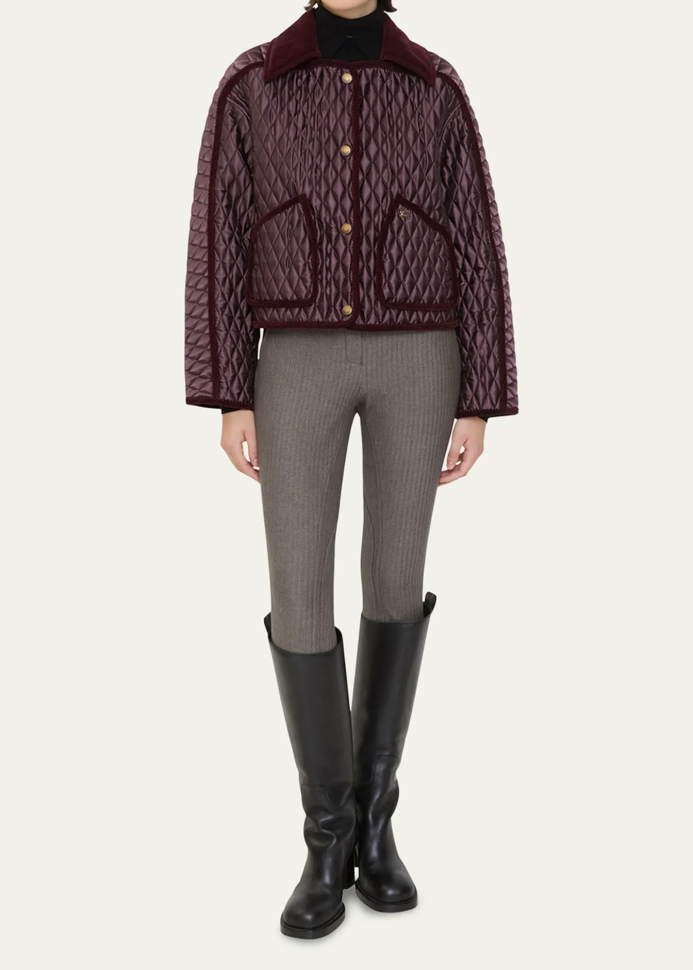 BurberryFloriston Corduroy-Trim Quilted Barn Jacket