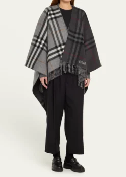 BurberryGiant Check Logo Cashmere-Blend Cape