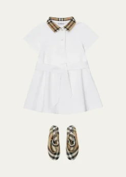 BurberryGirl's Astrid Check Polo Shirtdress, Size 6M-2T