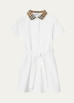 BurberryGirl's Astrid Check Polo Shirtdress, Size 3-14