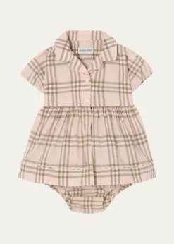 BurberryGirl's Bea Check Cotton Dress & Bloomers Set, Size 3M-18M