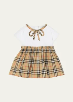 BurberryGirl's Check Bow Cotton Dress & Bloomers Set, Size 1M-18M