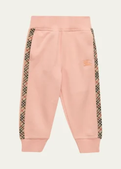 BurberryGirl's Jackson Check-Tape Cotton Jogger Pants, Size 6M-2