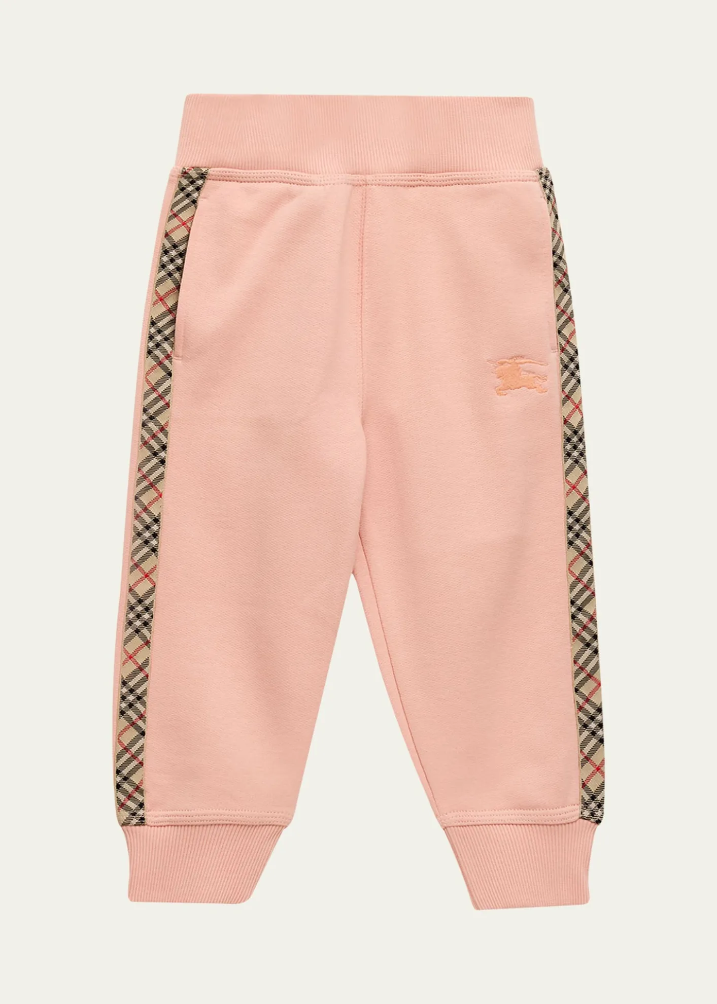 BurberryGirl's Jackson Check-Tape Cotton Jogger Pants, Size 6M-2