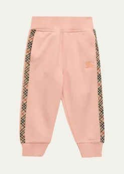 BurberryGirl's Jackson Check-Tape Cotton Jogger Pants, Size 4-14