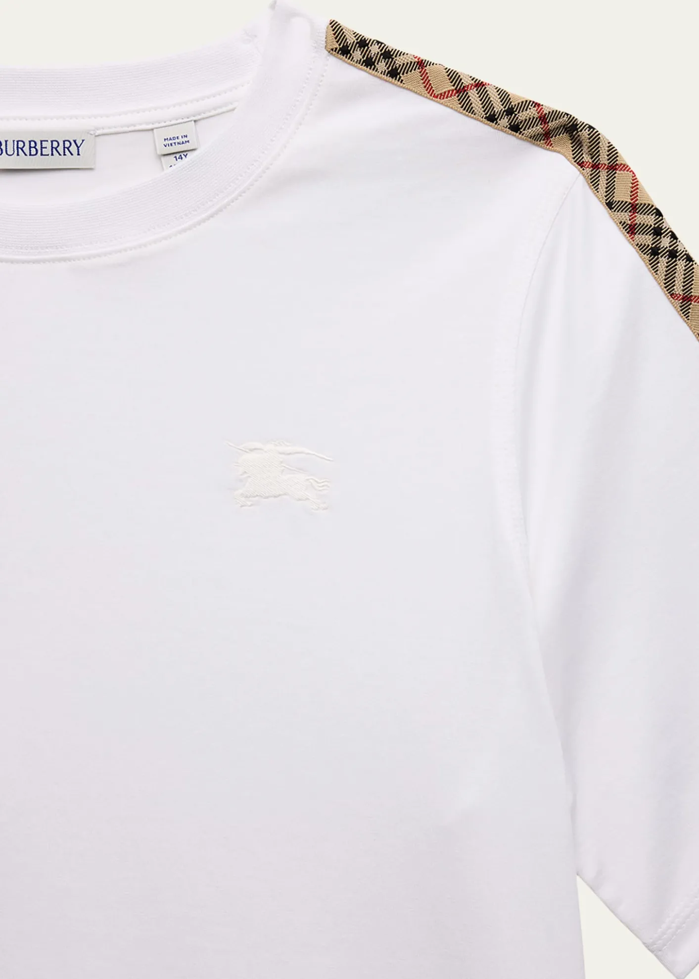 BurberryGirl's Cedar Check Tape Short-Sleeve Crewneck T-Shirt, Size 3-14