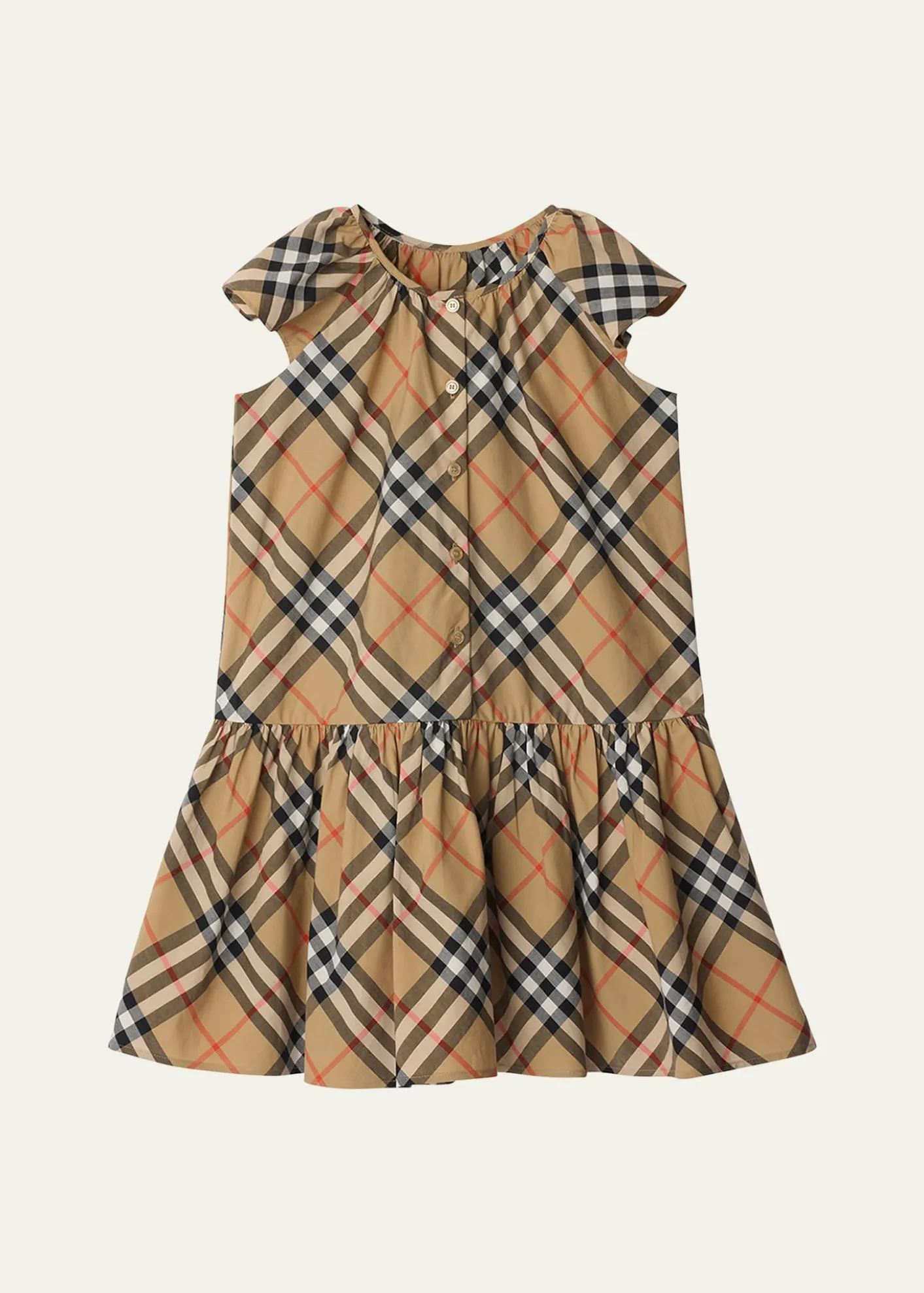 BurberryGirl's Talley Cotton Check Drop-Waist Dress, Size 3-14