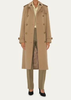 BurberryKensington Belted Cashmere-Wool Double-Breasted Trench Coat
