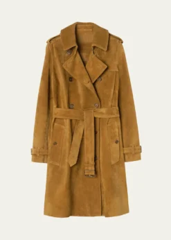 BurberryKensington Suede Belted Trench Coat