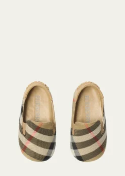 BurberryKid's Check Nylon-Blend Booties, Kids