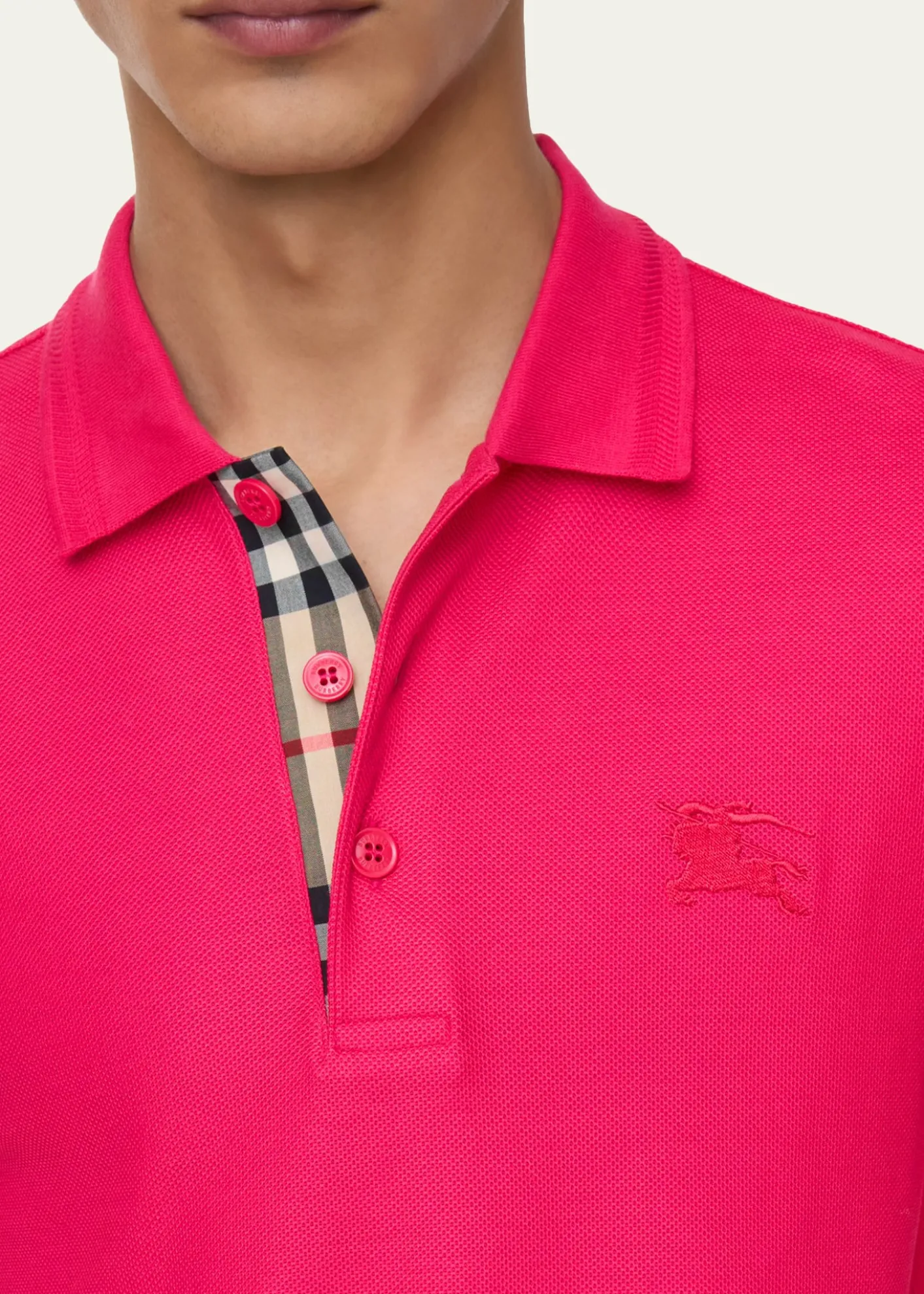 BurberryMen's Check-Placket Cotton Pique Polo Shirt