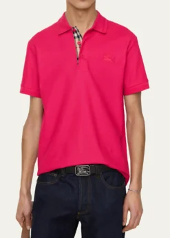 BurberryMen's Check-Placket Cotton Pique Polo Shirt